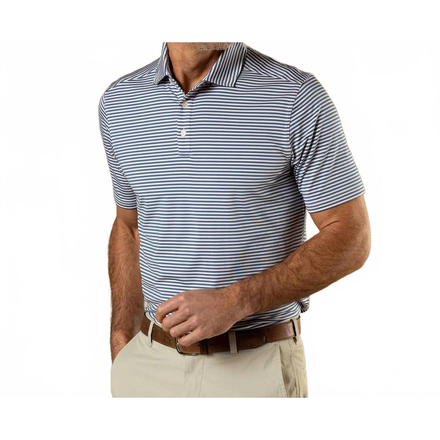 New Duck Head Long Drive Perf Polo In Blue Horizon